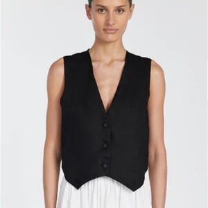 NWT DISSH Black Button-Up Linen Vest